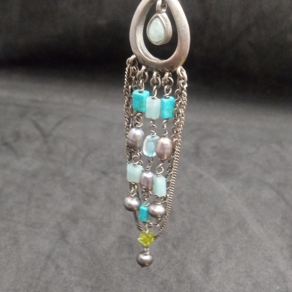 Chic Silver and Turquoise Beaded Earrings - Picture 7 of 8